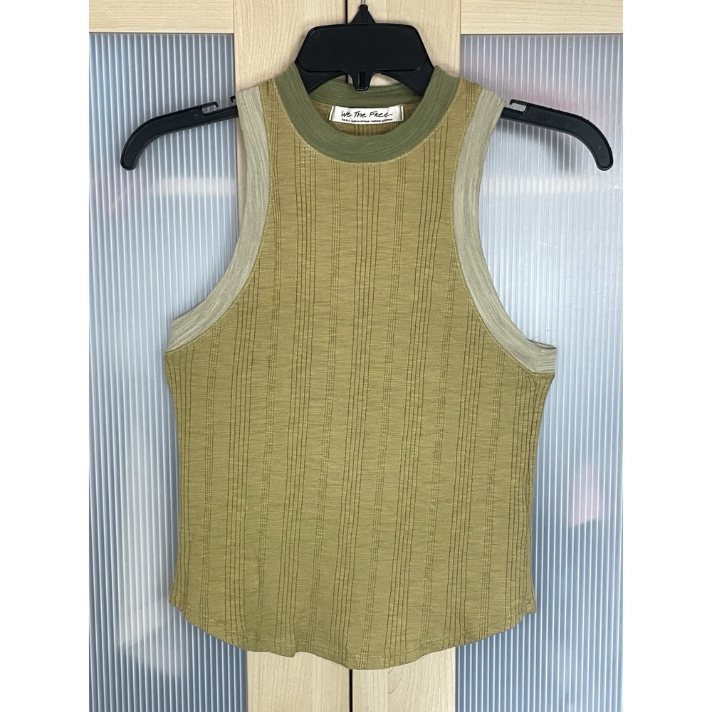 We The Free People Womens Top S Green Racerback Tank Rocker Edgy Casual Beach